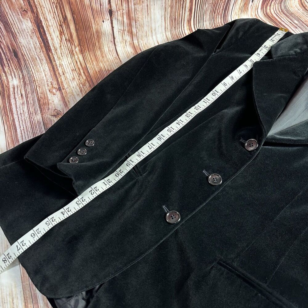 Vintage Liz Sport Size 8 Black Velvet Blazer Suit Coat Jacket Whimsigoth Witchy - Picture 7 of 10